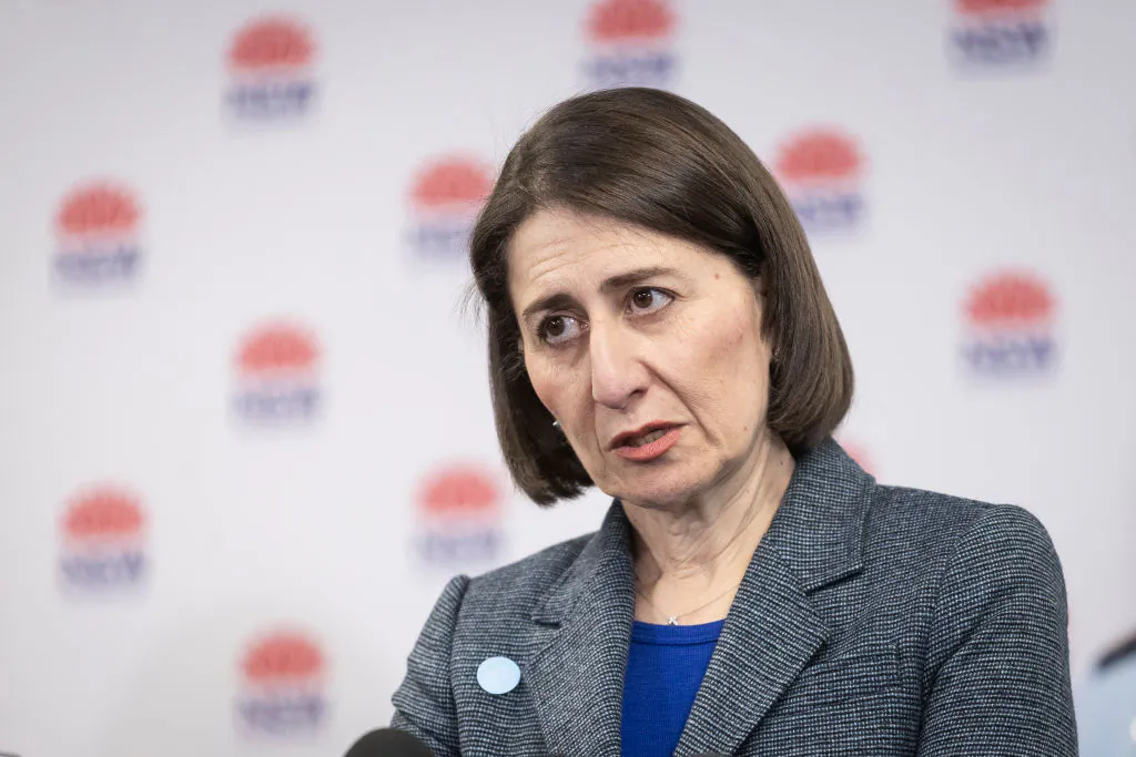 NSW Premier Gladys Berejiklian at a press conference in Homebush in Sydney, Australia on Aug. 17, 2020. (Brook Mitchell/Getty Images)