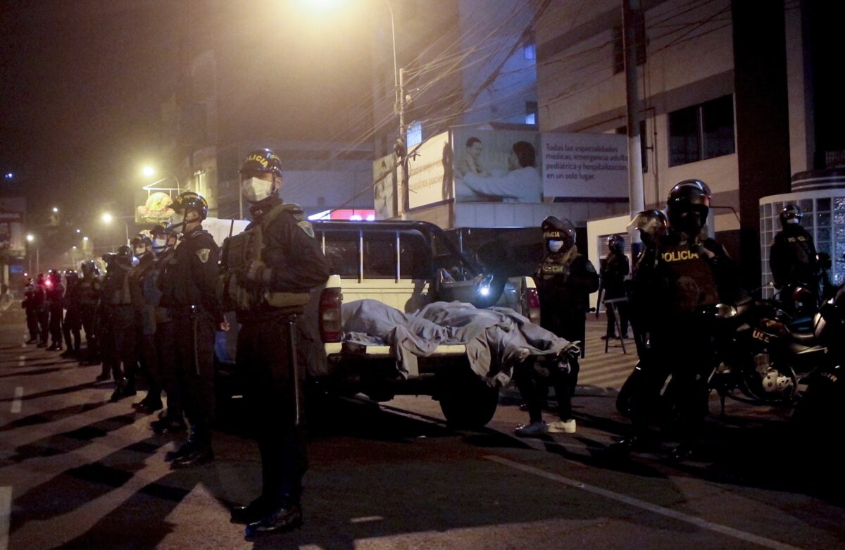 Police at Peru disco.
