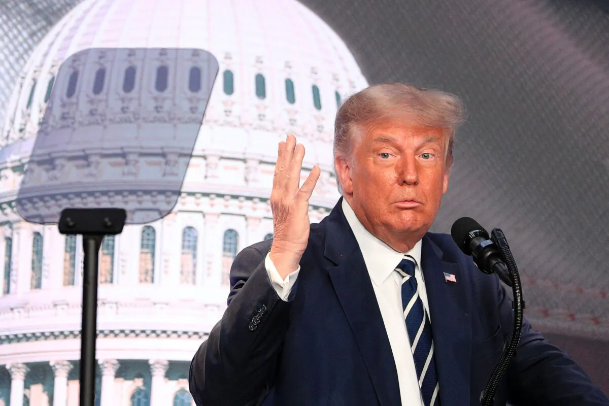 U.S. President Donald Trump at the 2020 Council for National Policy meeting in Arlington, Va., on Aug. 21, 2020. (Tom Brenner via Reuters)