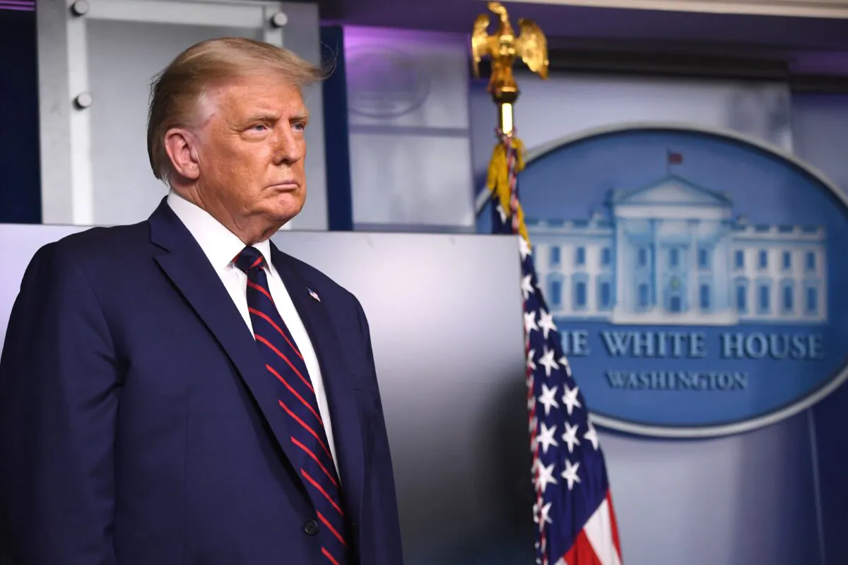President Donald Trump during a press conference in the Press Briefing Room of the White House on Aug. 23, 2020. (Saul Loeb/AFP via Getty Images)