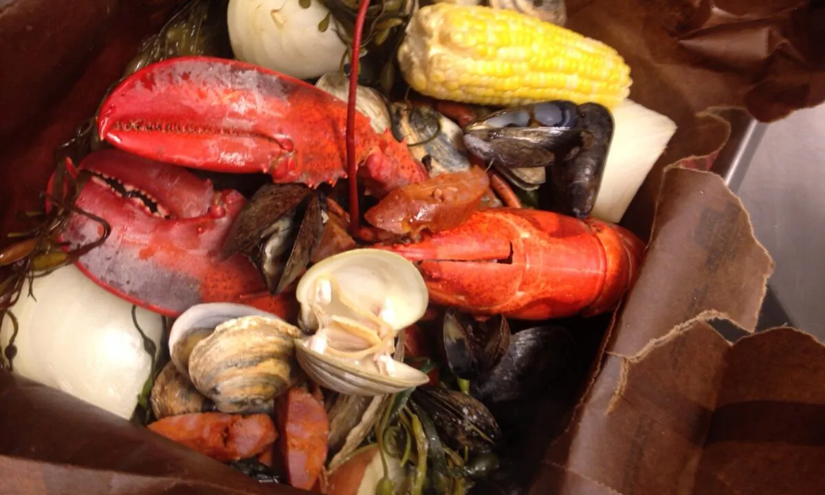Steam your clambake in a brown paper bag in the oven, as chef Rich Vellante does, then simply tear open the bag to serve. (Courtesy of Rich Vellante)