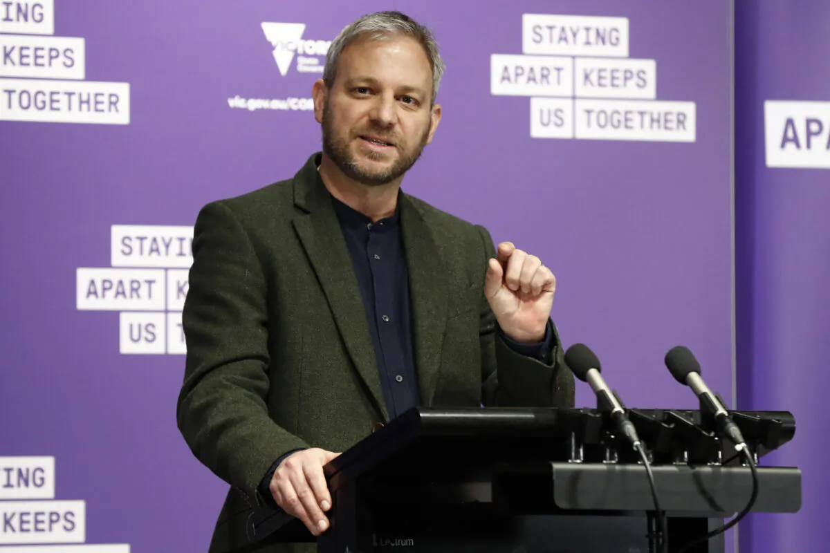 Victorian Chief Health Officer Professor Brett Sutton speaks to the media at the daily briefing in Melbourne, Australia on Aug. 16, 2020. (Darrian Traynor/Getty Images)