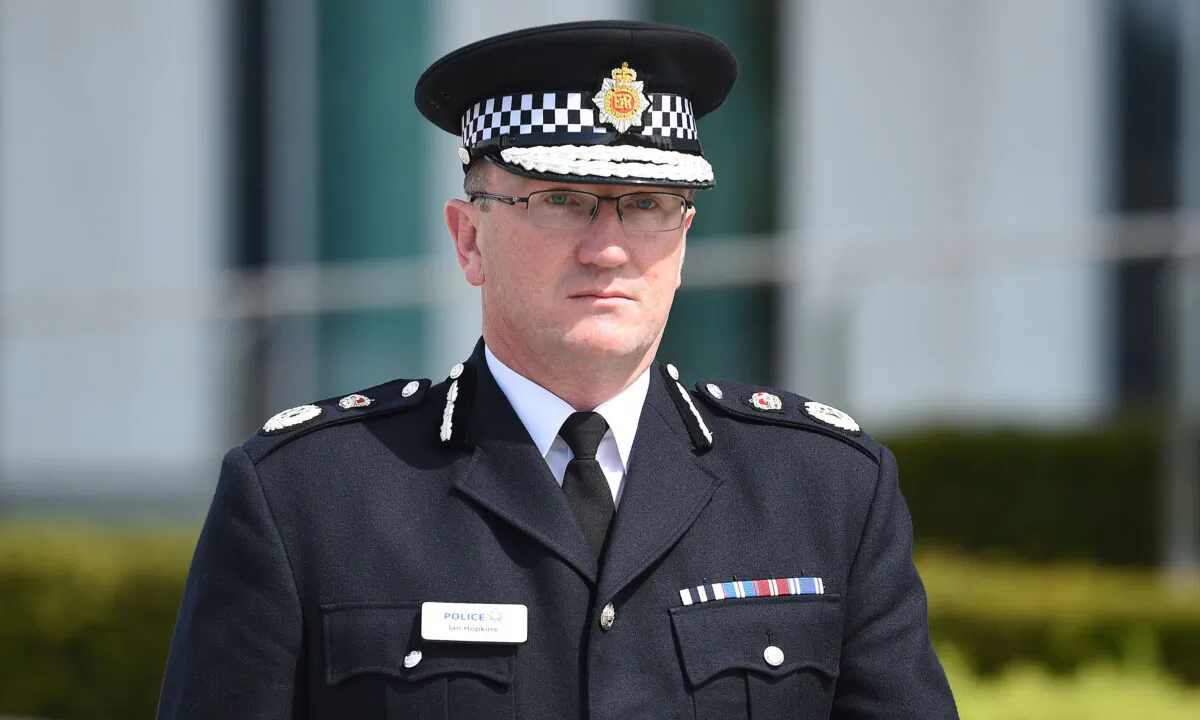 Chief Constable of Greater Manchester Police Ian Hopkins walks outside the police force's headquarters in Manchester, England, on May 23, 2017. (Oli Scarff/AFP via Getty Images)