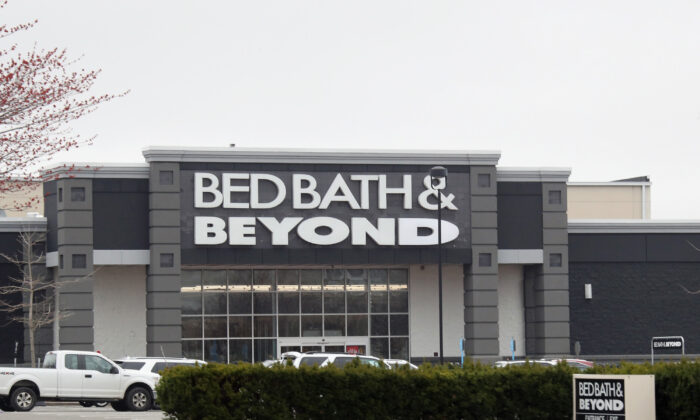 The Bed Bath & Beyond sign in Westbury, N.Y., on March 20, 2020. (Bruce Bennett/Getty Images)