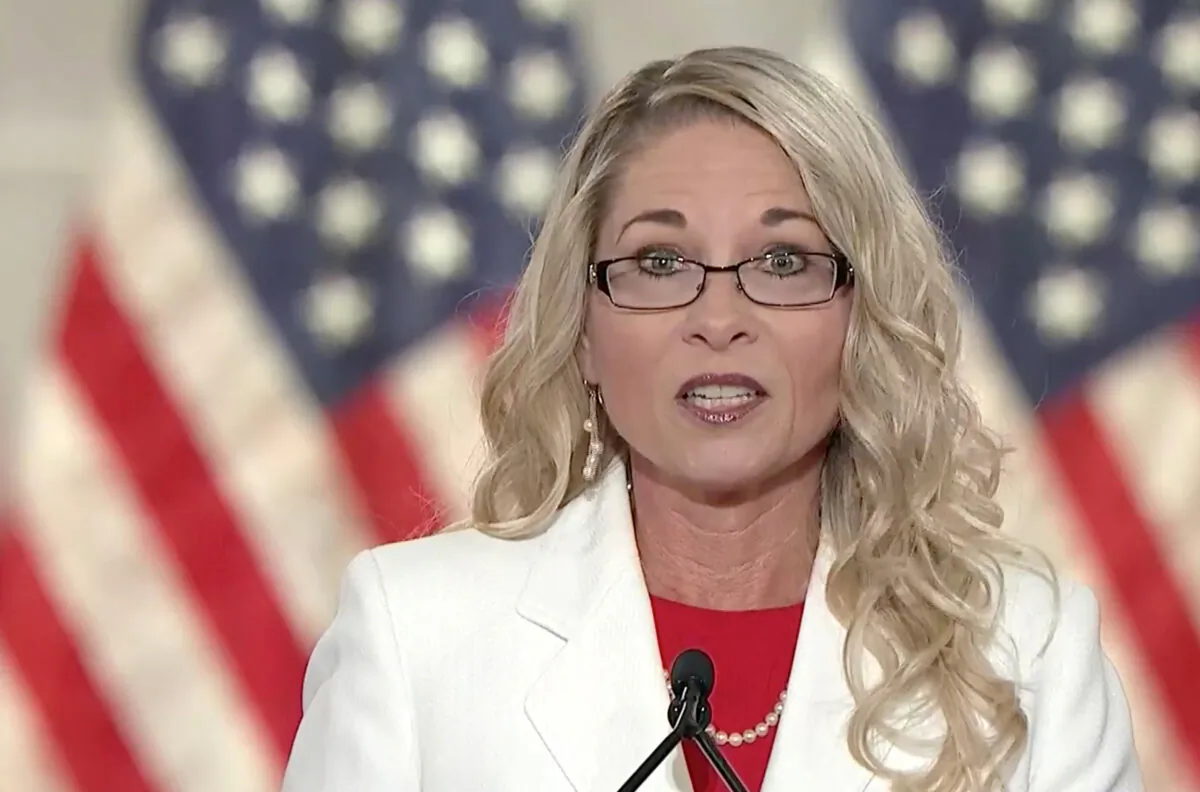 Education reform advocate and public school teacher Rebecca Friedrichs addresses the Republican National Convention virtually on Aug. 24, 2020. (Courtesy of the Committee on Arrangements for the 2020 Republican National Committee via Getty Images)