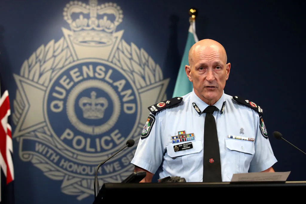 Queensland Deputy police Commissioner Steve Gollschewski speaks at a press conference at Police headquarters on March 25, 2020 in Brisbane, Australia. (Jono Searle/Getty Images)