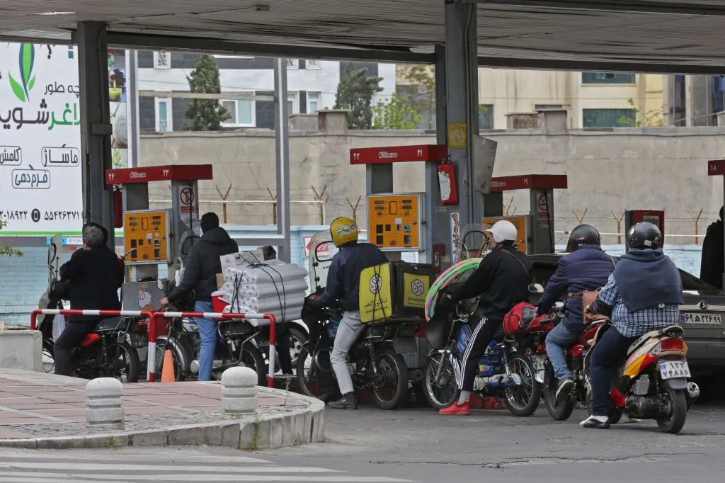 Iranians drivers fill their tanks at a gas station in Tehran, Iran, on April 24, 2019. (Atta Kenare/AFP via Getty Images)