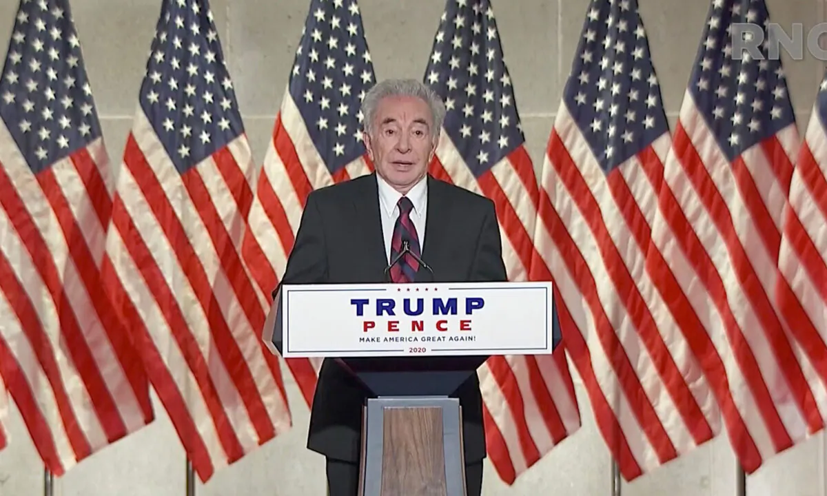 In this screenshot from the RNC’s livestream of the 2020 Republican National Convention, Sam Vigil, widower of Jacqueline Vigil who was fatally shot in her driveway in November 2019, addresses the virtual convention on August 26, 2020. (Photo Courtesy of the Committee on Arrangements for the 2020 Republican National Committee via Getty Images)
