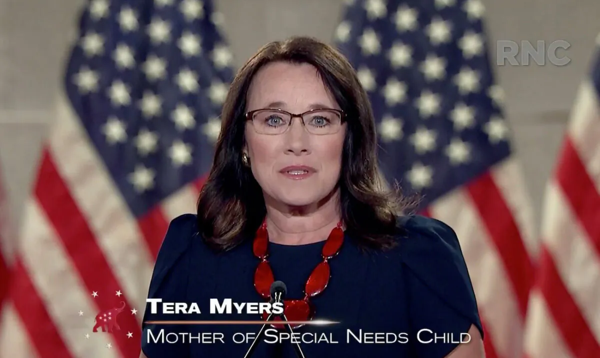 In this screenshot from the RNC's livestream of the 2020 Republican National Convention, School choice advocate Tera Myers addresses the virtual convention on Aug. 26, 2020. (Courtesy of the Committee on Arrangements for the 2020 Republican National Committee via Getty Images)