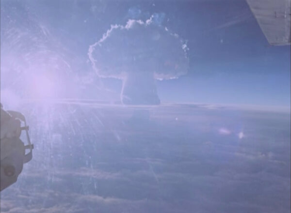 A mushroom cloud rises after the so-called Tsar Bomba was detonated