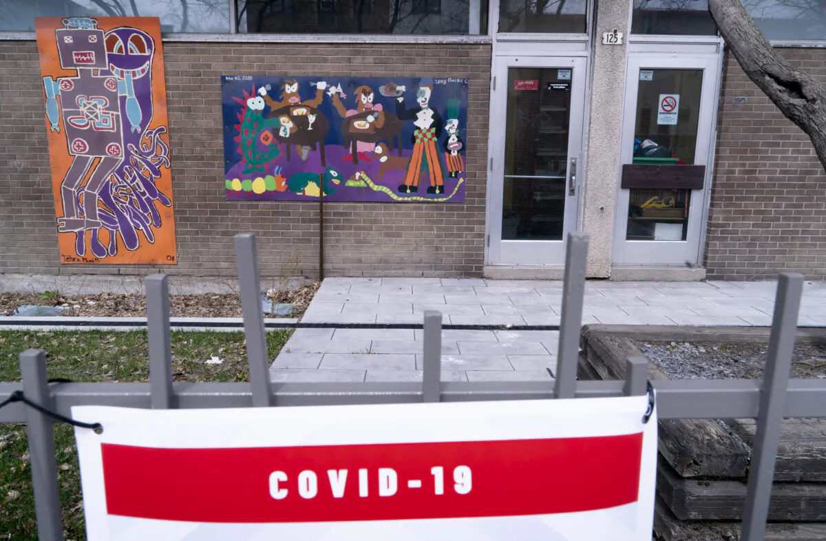 A closed school is seen in Montreal on April 27, 2020. (Paul Chiasson/The Canadian Press)