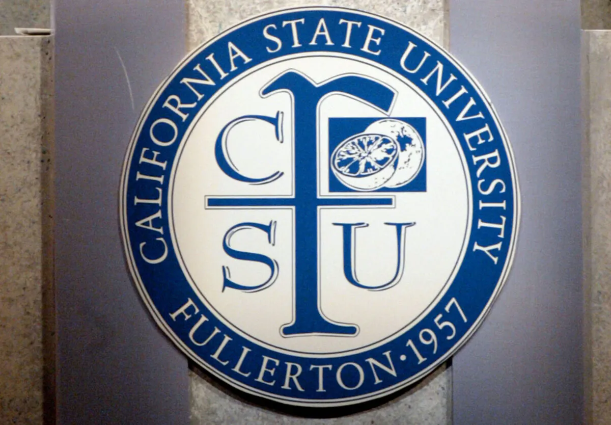 A California State Fullerton symbol is pictured in Anaheim, CA on Feb. 2, 2002. (Frederick M. Brown/Getty Images)