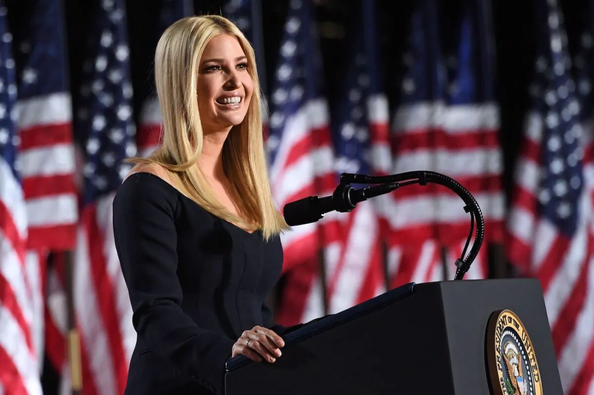 Ivanka Trump, daughter and Advisor to the President, speaks onstage ahead of President Donald Trump's acceptance speech for the Republican Party nomination for reelection during the final day of the Republican National Convention at the South Lawn of the White House in Washington, on Aug. 27, 2020. (Saul Loeb/AFP via Getty Images)