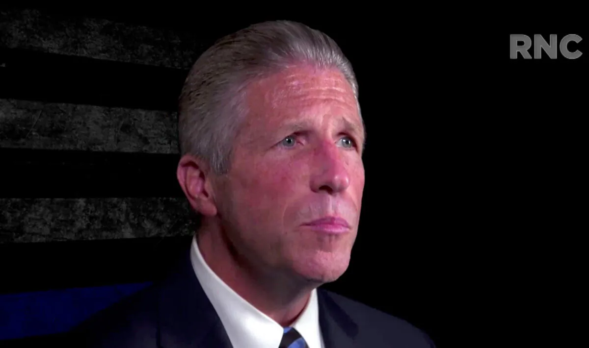 In this screenshot from the RNC’s livestream of the 2020 Republican National Convention, Patrick Lynch, President of the Police Benevolent Association of the City of New York, addresses the virtual convention on Aug. 27, 2020. (Photo Courtesy of the Committee on Arrangements for the 2020 Republican National Committee via Getty Images)