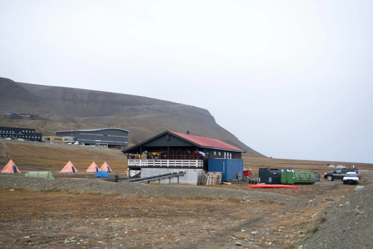 The Longyearbyen camp site after a polar bear attacked the site and killed a man in Norway's remote Svalbard Islands in the Arctic, on Aug. 28, 2020. (Line Nagell Ylvisaker / NTB scanpix via AP Photo)