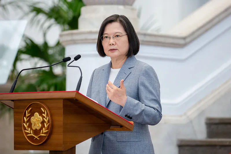 Taiwanese President Tsai Ing-wen speaks about U.S. exports of beef and pork to Taiwan in the Presidential Office Building in Taipei, Taiwan on Aug. 28, 2020. (Courtesy of the Office of the President, Republic of China - Taiwan) 