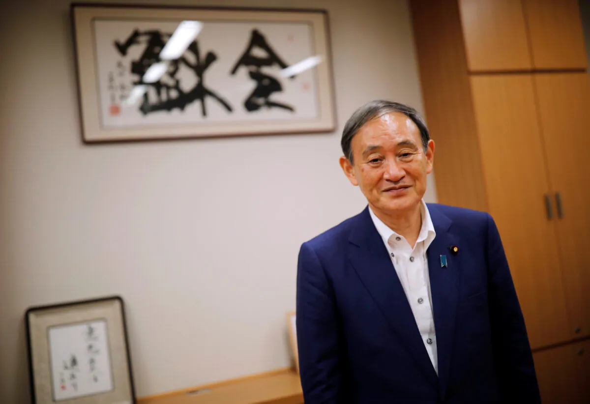 Japan's top government spokesman Chief Cabinet Secretary Yoshihide Suga attends an interview with Reuters in Tokyo, Japan Aug. 26, 2020. (Issei Kato/Reuters)