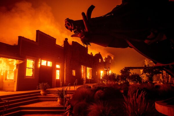 Flames from the Kincade Fire consume Soda Rock Winery