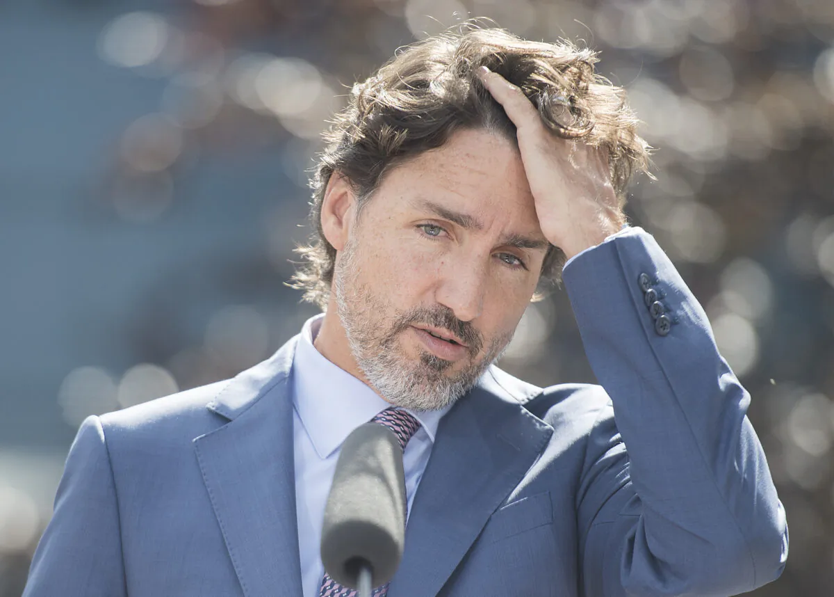 Prime Minister Justin Trudeau speaks to reporters during a visit to the National Research Council of Canada (NRC) Royalmount Human Health Therapeutics Research Centre facility in Montreal, Aug 31, 2020. (Graham Hughes/The Canadian Press)