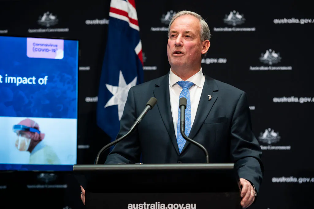 Australian Aged Care Minister Richard Colbeck speaks at a press conference alongside Prime Minister Scott Morrison on May 01, 2020 at Parliament House in Canberra, Australia.  (Rohan Thomson/Getty Images)