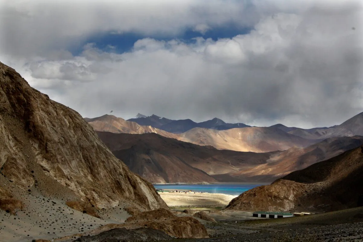 Pangong Tso lake is seen near the India-China border in India's Ladakh area, on Sept. 14, 2017. Indian Defense Minister, Rajnath Singh said on Feb. 11, 2021 that India and China will disengage from a ten-month-old military standoff at the Pangong Tso. (Manish Swarup/AP Photo)
