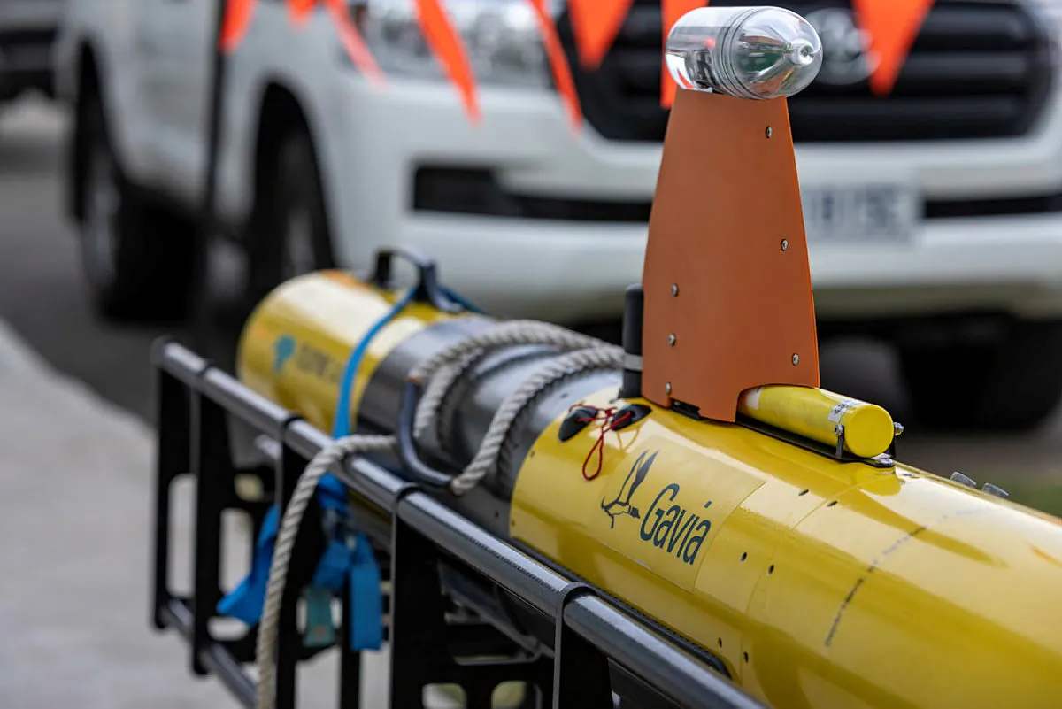 An Autonomous Underwater Vehicle (AUV) being prepared for a training exercise as part of AUV Summerfest at HMAS Creswell, Jervis Bay, ACT on Dec 3, 2019. (Australian Department of Defence)