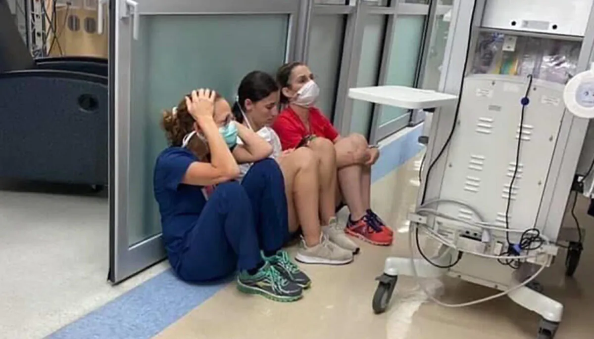 Hospital staff shelter in place as Hurricane Laura sweeps through Lake Charles, La. (Courtesy of Leah Upton)