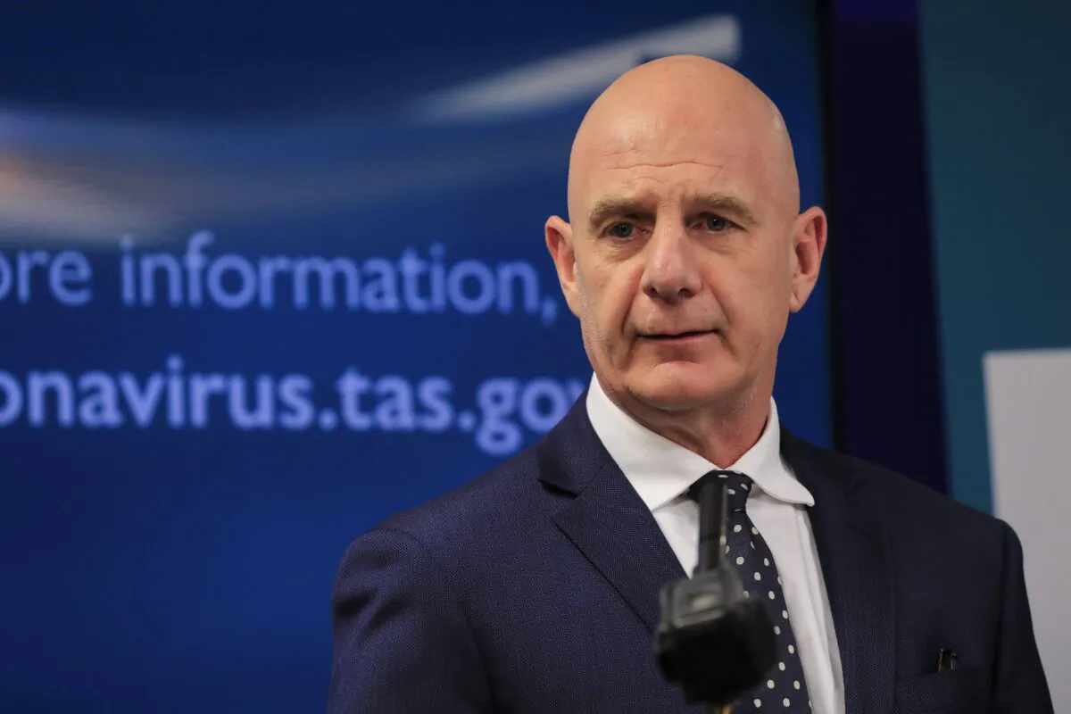 Tasmanian Premier Peter Gutwein provides a media update in Hobart, Thursday, April 30, 2020. (AAP Image/Rob Blakers)
