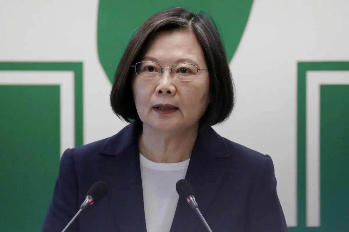 Taiwanese President Tsai Ing-wen speaks to the media in Taipei, Taiwan on Aug. 12, 2020. (Ann Wang/File Photo via Reuters)