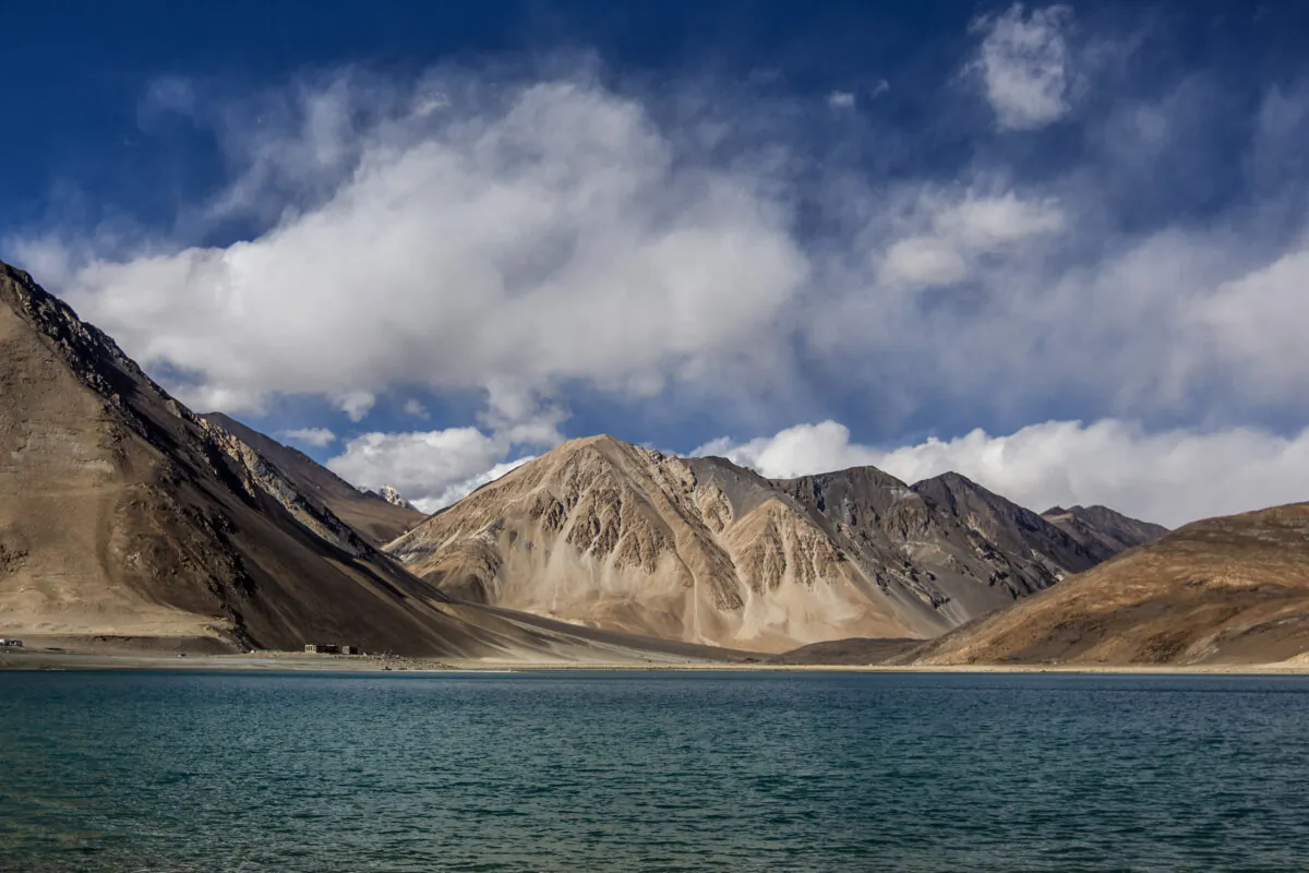 Mountains rise over the Pangong Lake near Leh in Ladakh, India, on Oct. 5, 2012. (Daniel Berehulak/Getty Images)