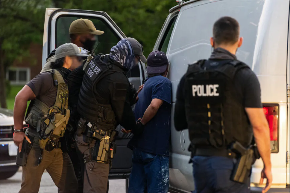 ICE Enforcement and Removal Operations officers apprehend a criminal alien in northern Virginia on Aug. 11, 2020. (ICE)