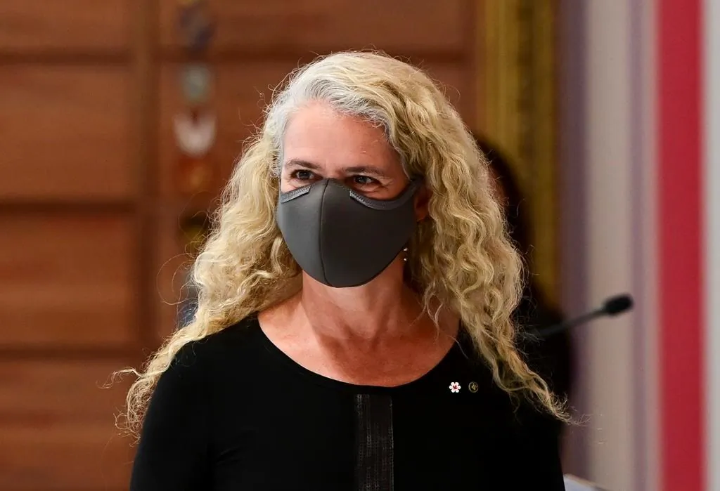 Governor General Julie Payette takes part in a swearing in ceremony at Rideau Hall in Ottawa on Aug. 18, 2020. An Ottawa-based consulting firm with a history of reviewing allegations of workplace harassment on Parliament Hill is being tasked to do so again at Rideau Hall. (Sean Kilpatrick/The Canadian Press)