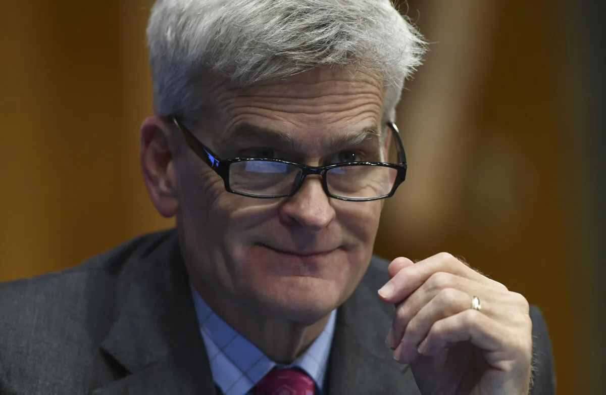 Sen. Bill Cassidy (R-La.) listens to testimony in Washington on  May 12, 2020. (Toni L. Sandys/AFP via Getty Images)