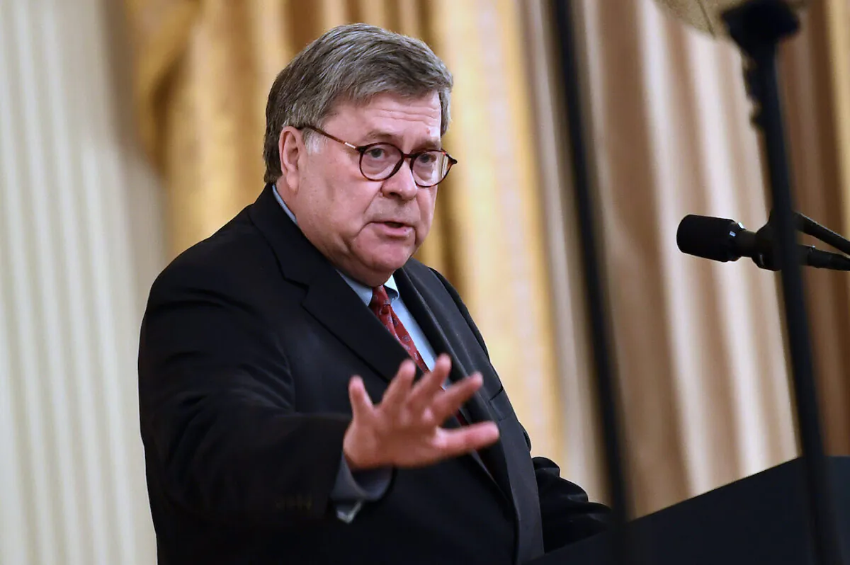 Attorney General William Barr delivers remarks on Operation Legend at the White House in Washington on July 22, 2020. (Brendan Smialowski/AFP via Getty Images)