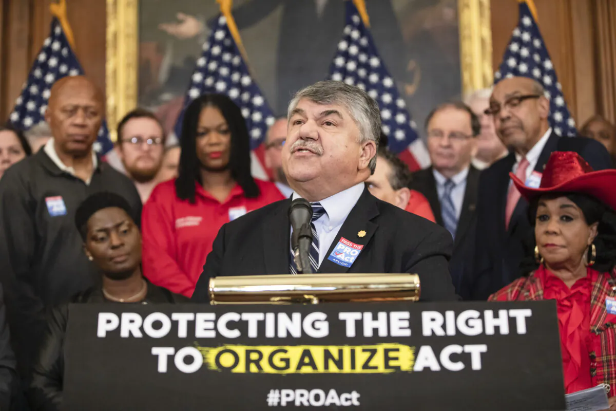 Richard Trumka, president of the AFL-CIO, speaks during a press conference in the House of Representatives on Capitol Hill in Washington, on Feb. 5, 2020. (Samuel Corum/Getty Images)