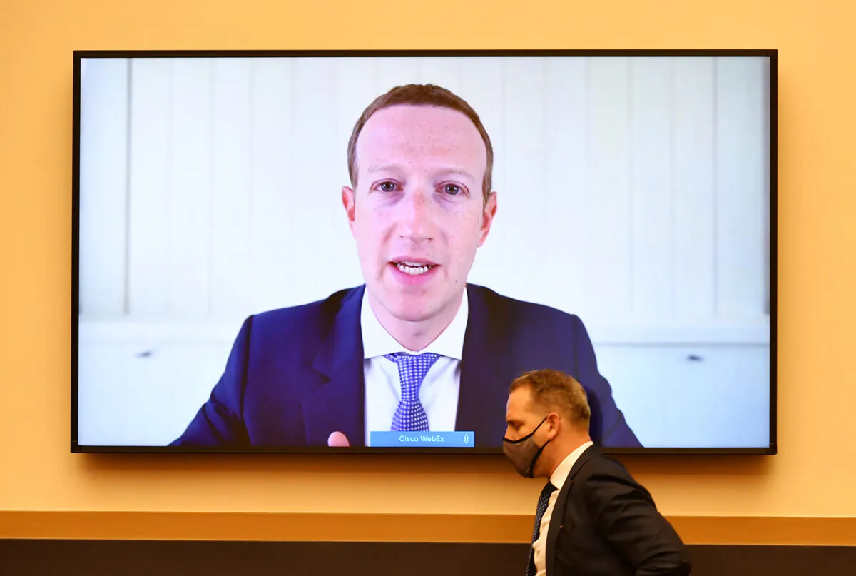 Facebook CEO Mark Zuckerberg testifies virtually before the House of Representatives Judiciary Subcommittee on Antitrust, Commercial and Administrative Law in Washington on July 29, 2020. (Mandel Ngan/Pool via Reuters)