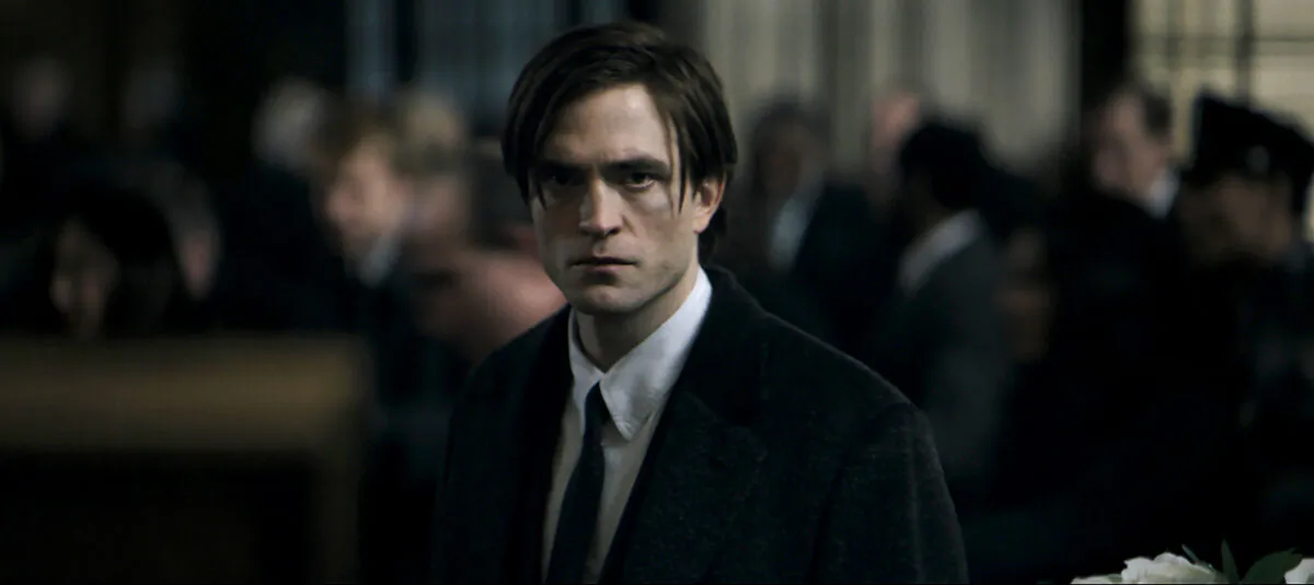 Actor Robert Pattinson in a scene from 'The Batman,' a film from director Matt Reeves. (Courtesy of Warner Bros. Pictures)
