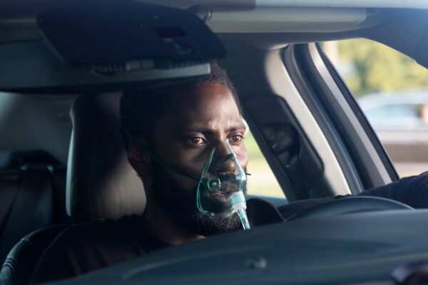 John David Washington in a scene from "Tenet."