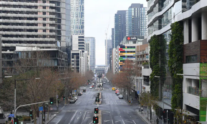 Empty streets of the city are seen in Melbourne, Australia, on July 27, 2020. (Quinn Rooney/Getty Images)
