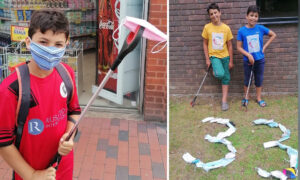 'Litter Kickers': Two Young Brothers Pick Up Littered Face Masks Around Their Neighborhood