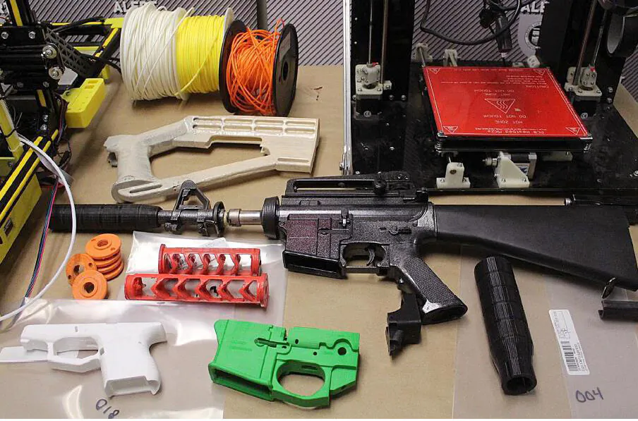 Some of the 3D-printed firearms parts seized by police from an Alberta man’s home. (ALERT handout)