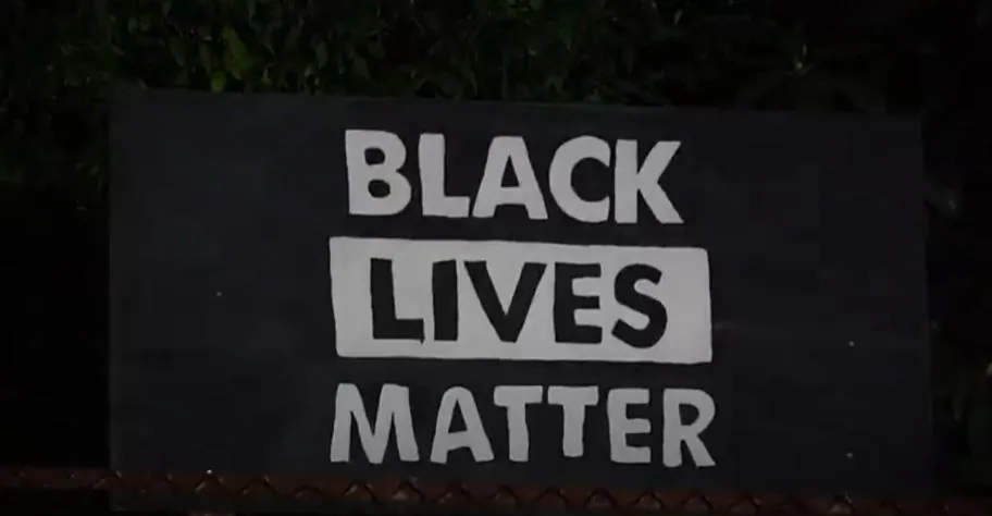 In this still image from video, a "Black Lives Matter" sign is seen in Portland, Ore., on Sept. 3, 2020. (Roman Balmakov/The Epoch Times)
