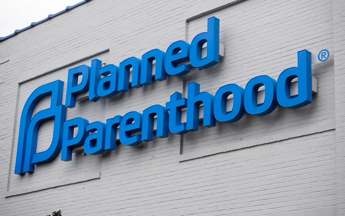 The logo of Planned Parenthood is seen outside the Planned Parenthood Reproductive Health Services Center in St. Louis, Mo., on May 30, 2019. (Saul Loeb/AFP via Getty Images)