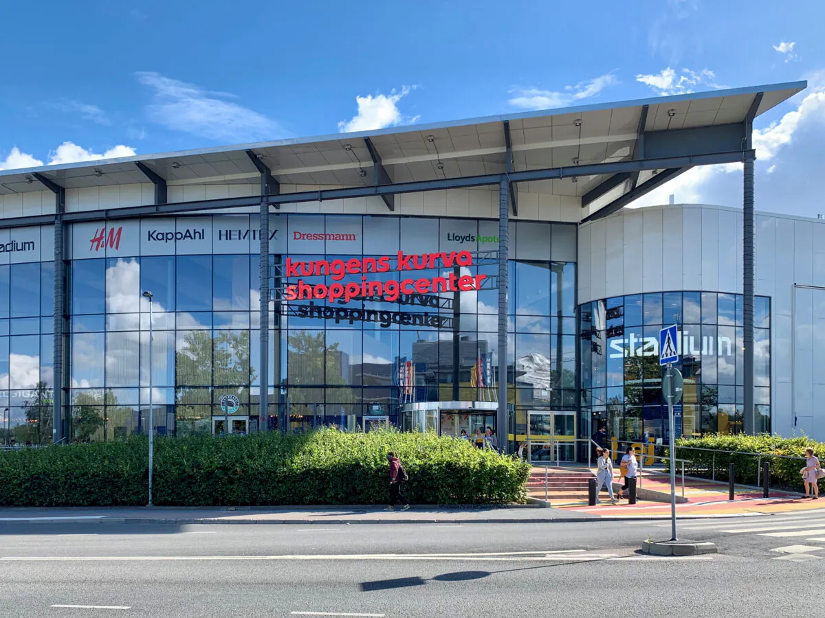 An IKEA furniture store is seen reflected on the facade of a shopping mall owned by IKEA's malls arm Ingka Centres, on the outskirts of Stockholm, Sweden Aug. 23, 2020. (Anna Ringstrom/Reuters)