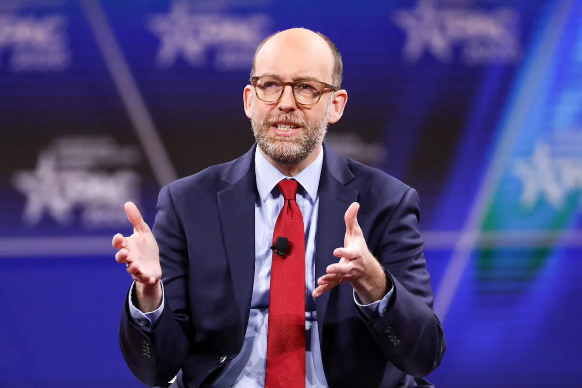 Russ Vought, Acting Director of the Office of Management and Budget, speaks at the CPAC convention in National Harbor, Md., on Feb. 29, 2020. (Samira Bouaou/The Epoch Times)