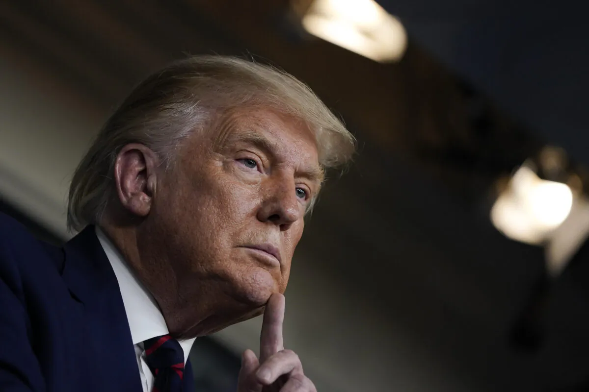 President Donald Trump speaks during a news conference the White House, in Washington, on Sept. 4, 2020. (Drew Angerer/Getty Images)