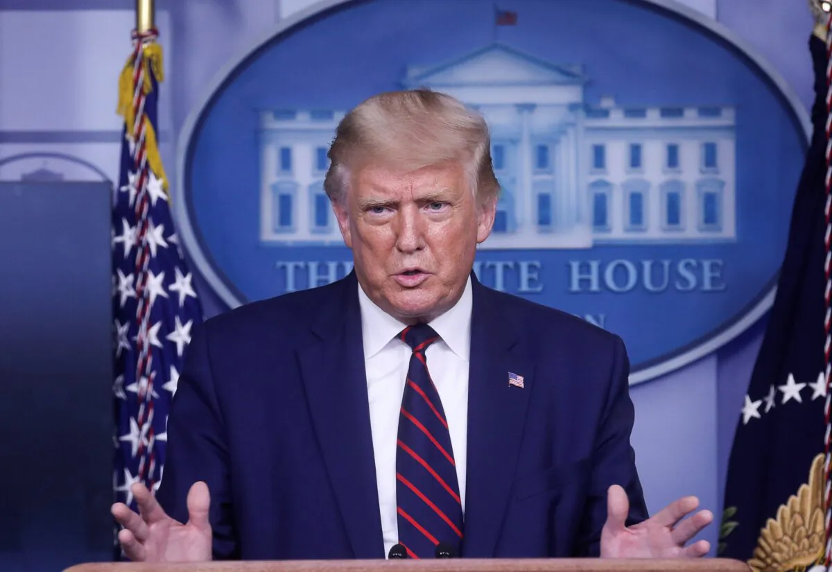 President Donald Trump speaks during a news conference at the White House in Washington on Sept. 4, 2020. (Leah Millis/Reuters)