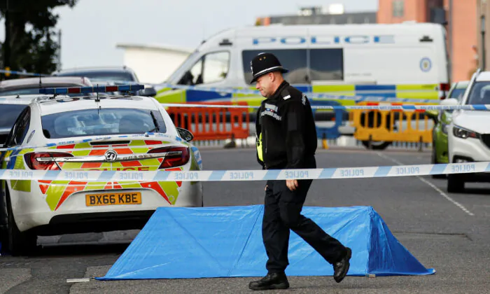 A police officer is seen near the scene of reported stabbings in Birmingham, Britain, September 6, 2020. (Phil Noble/Reuters)