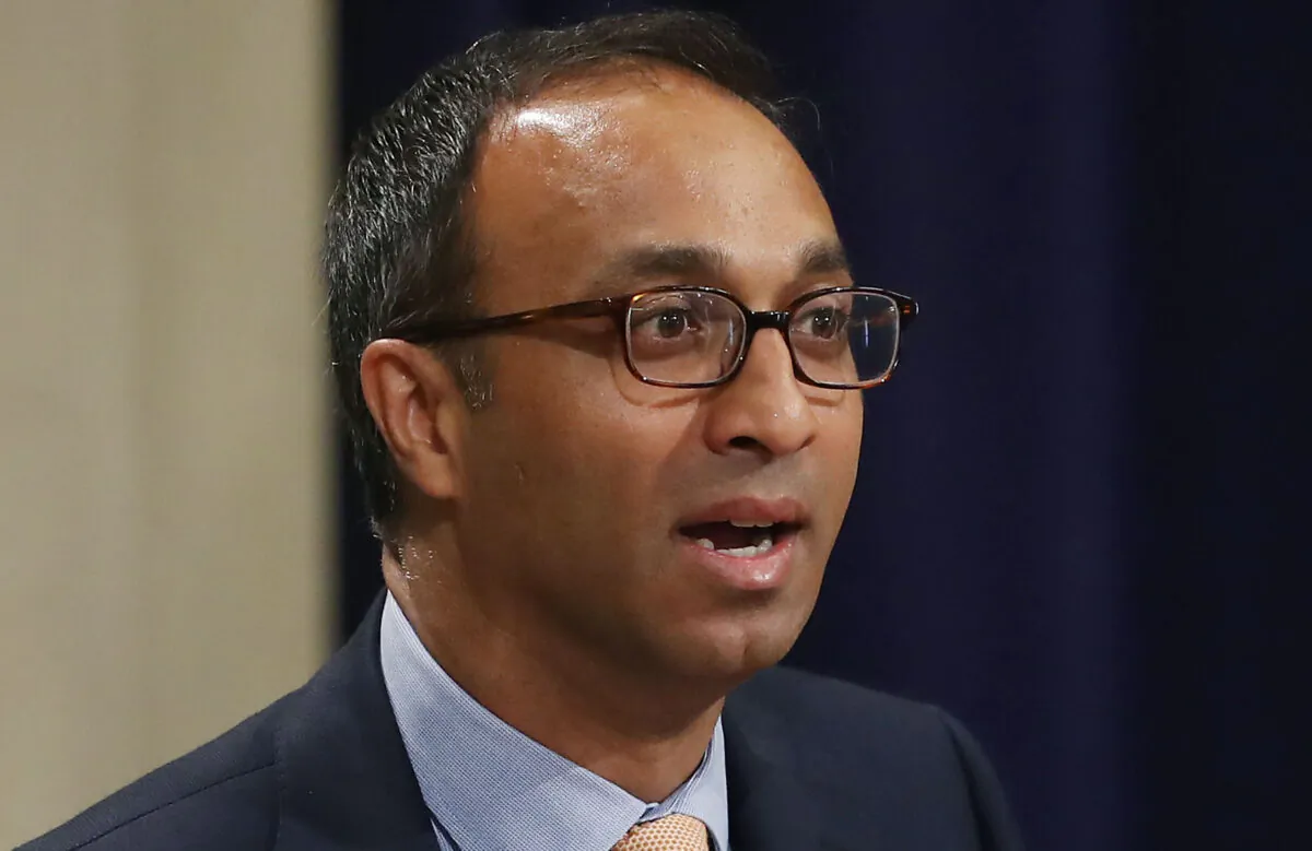 Judge Amit Mehta, of the U.S. District Court for the District of Columbia, speaks during the Justice Department's Asian American and Pacific Islander Heritage Month Observance Program, at the Justice Department in Washington on May 31, 2017.  (Mark Wilson/Getty Images)