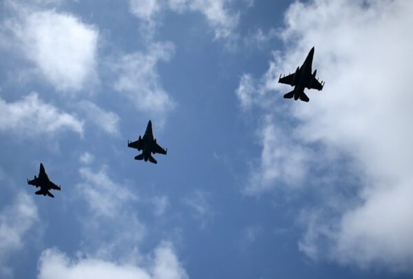 Air force jets participate in a joined training drill with armed forces from Greece and the United Arab Emirates 